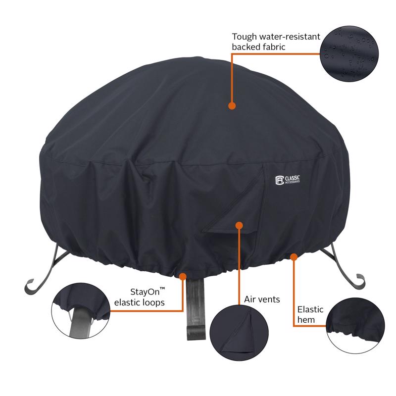 Classic Accessories 12 in. H X 36 in. W Black Polyester Fire Pit Cover-1