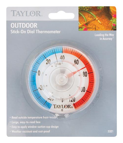 Taylor 3-1/2 Outdoor Dial Thermometer Suction Cup Clear Taylor 3-1/2 Outdoor Dial Thermometer Suction Cup Clear