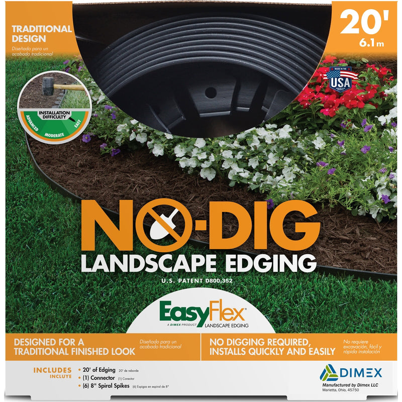 EasyFlex No Dig 20 ft. L Plastic Black Landscape Edging Kit 3000-20-6