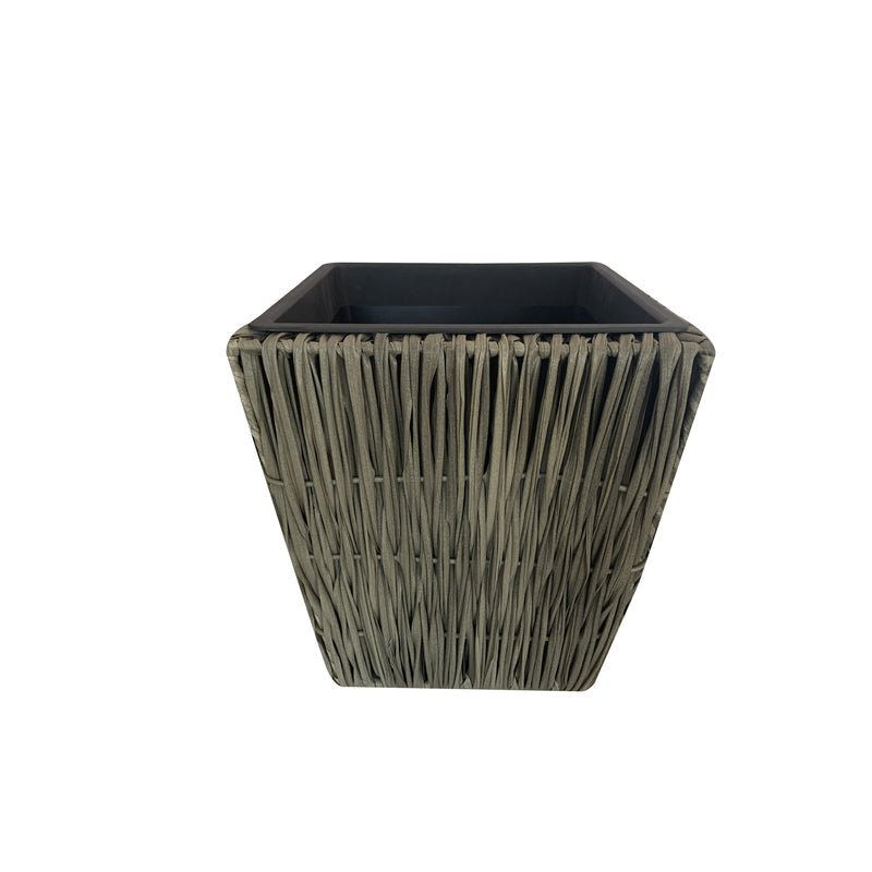 Infinity Plastic Wicker Planter Gray