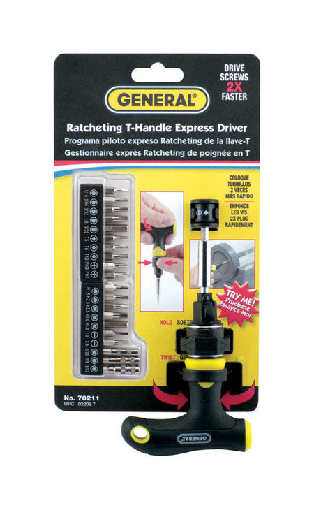 General Tools 70211 21 Pc Express Ratcheting Screwdriver with T-Handle-1