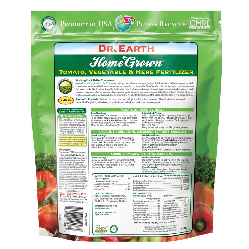 Dr Earth Home Grown Tomato, Vegetable & Herb Fertilizer 4 Lbs 704P-1