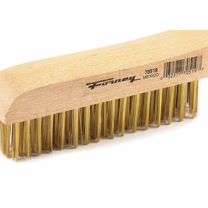 Forney 70519 Scratch Brush Brass 4 x 16 Shoe Handle-1