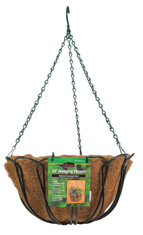 Panacea Steel Hanging Basket Green 14 In. Dia. 88503