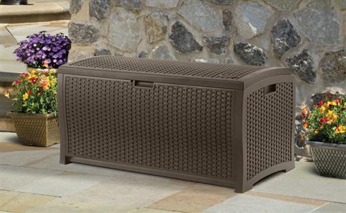 Suncast 99 Gallon Resin Wicker Deck Box DBW9200