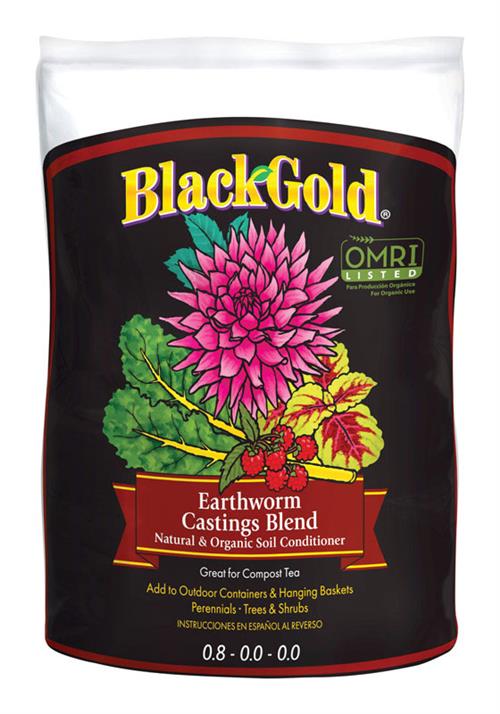 Sun Gro BLACK GOLD Earthworm Castings Blend Soil Conditioner 8 Qt 1490302 8QT P