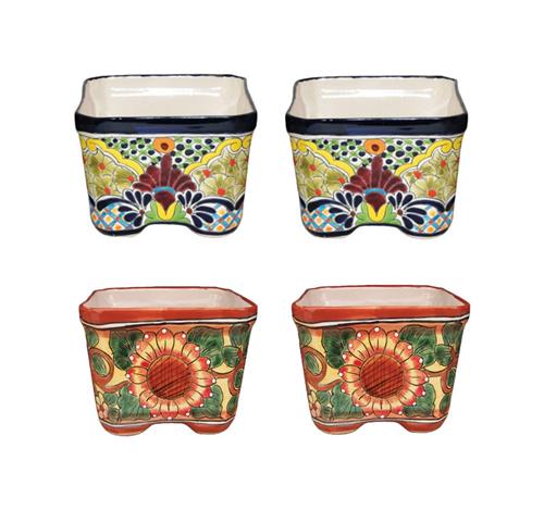 Avera Products 6"Ceramic Talavera Cuadrada Planter APG026060C1 - Box of 4