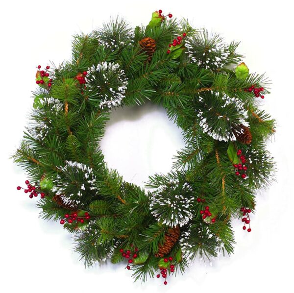 24 Inch PVC Mixed Pine Wreath 80021 - Box of 3