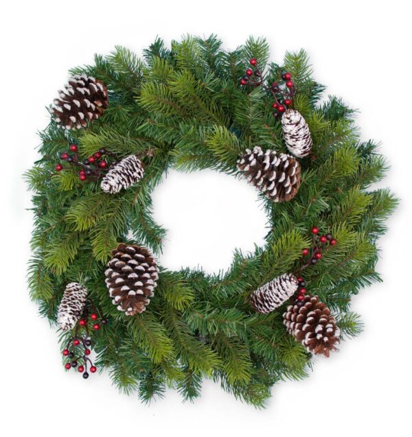 24 Inch PE/PVC Mixed Pine Wreath 80043 - Box of 2