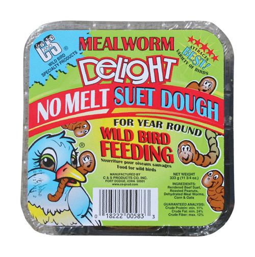 C&S Products 583 Mealworm Delight No Melt Wild Bird Suet Dough 11.75 Oz - Box of 12