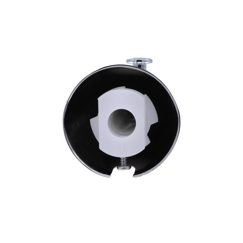 Back view of the Danco chrome tub spout on a white background