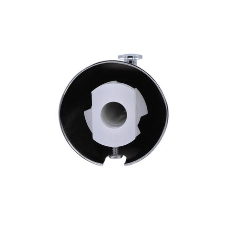 Back view of the Danco chrome tub spout on a white background