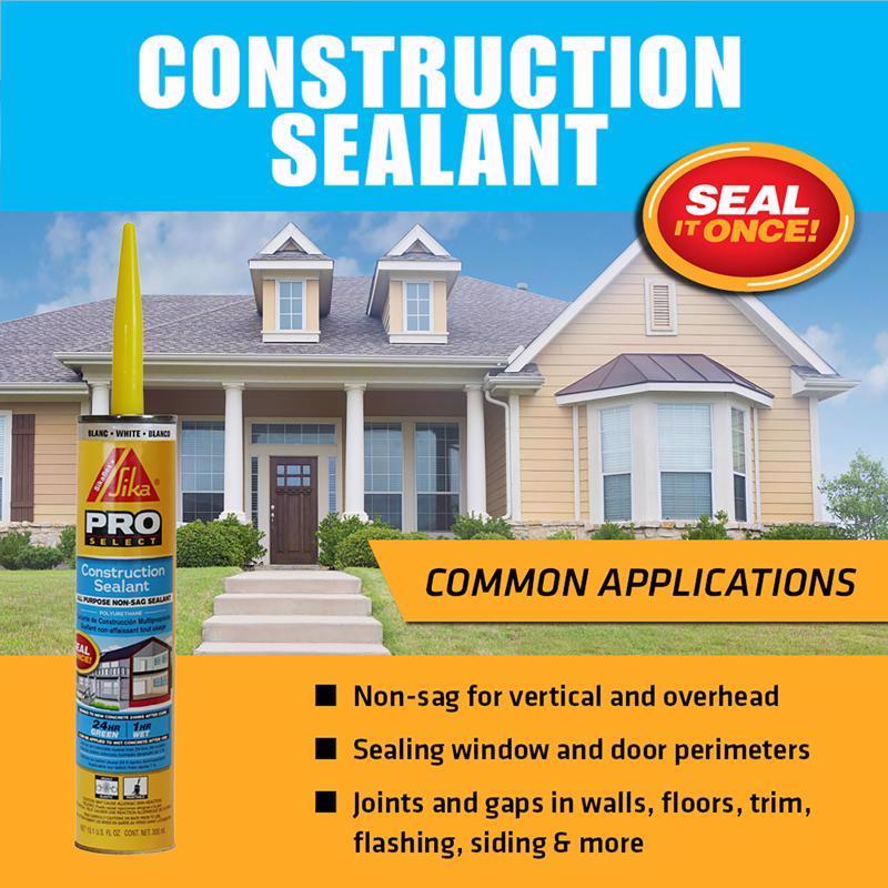 Sikaflex Construction Sealant can with a house in the background and 'Seal It Once!' logo.