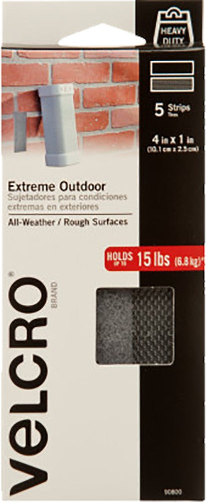 Velcro 1" X 4" Gray Extreme Tape 5 Pack 90800