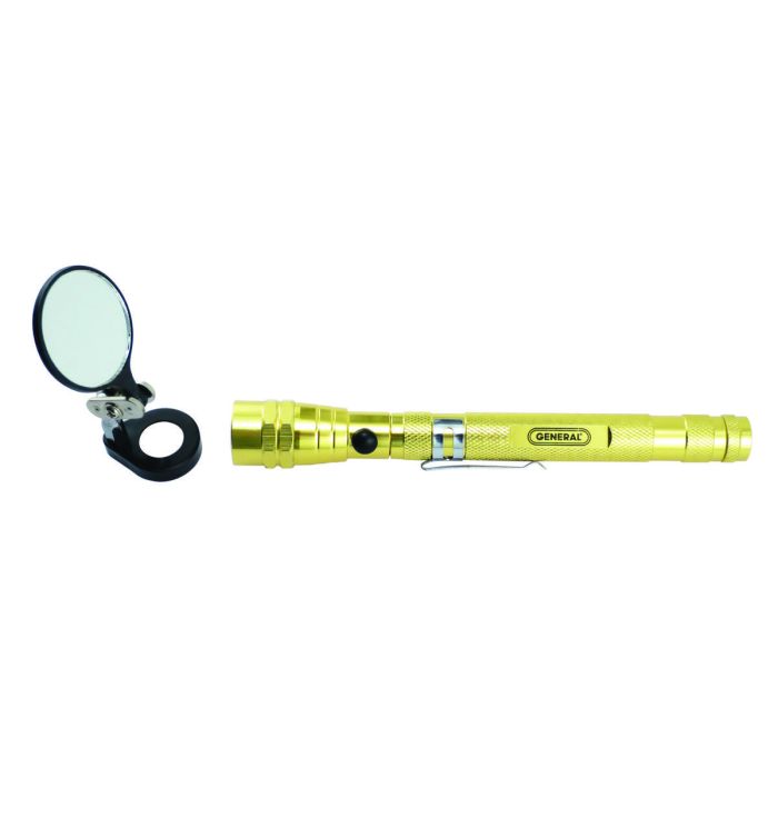 General Tools 91555 Telescoping Lighted Magnetic Pickup 1-3-8" Round Glass Mirror-1