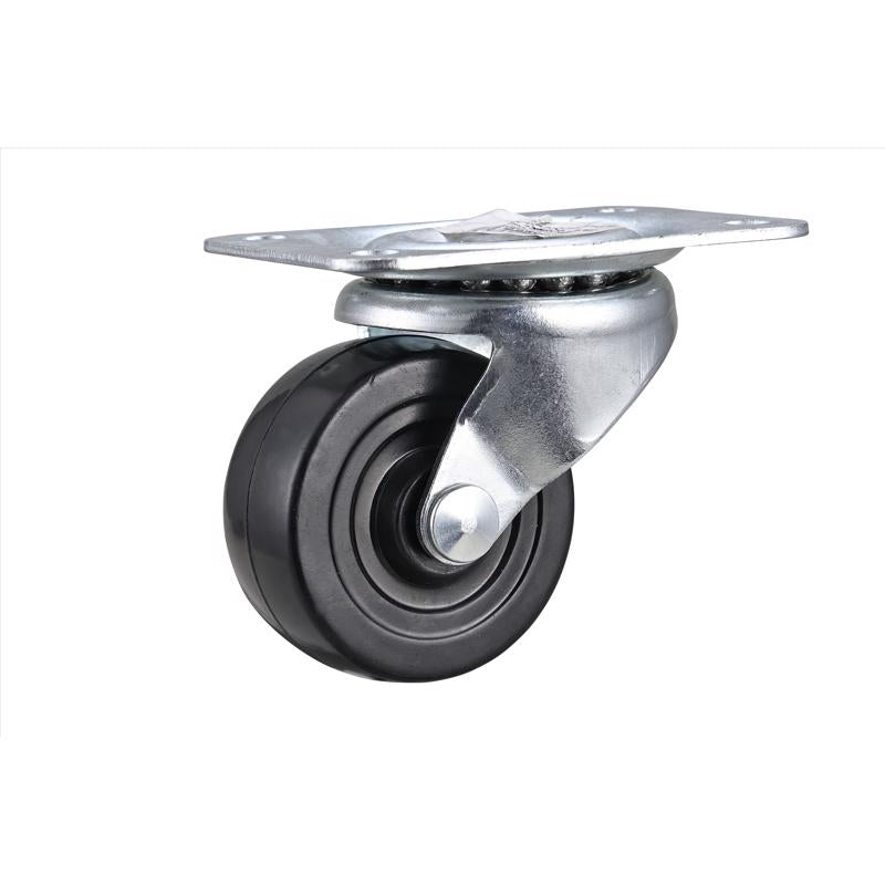 Caster wheel with a metal plate on a white background