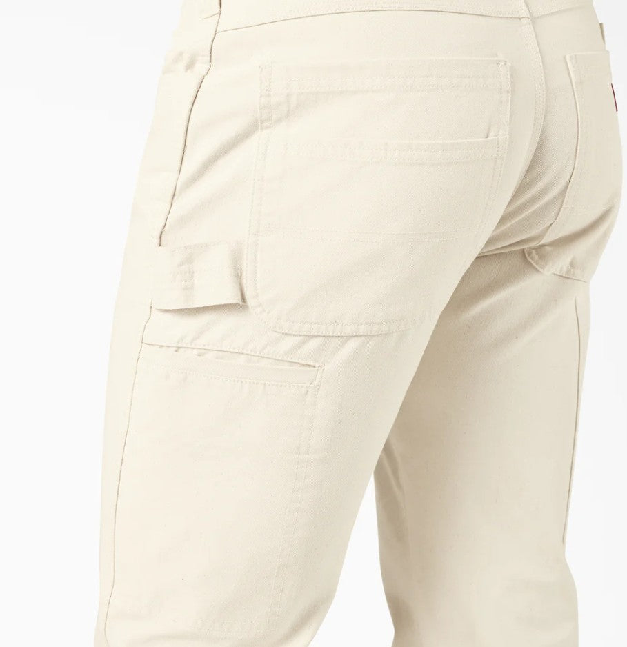Side view of Dickies Natural Relaxed Fit Painter's Pants showing the hammer loop on a white background