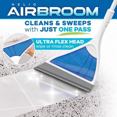 Helio AirBroom cleaning tool with blue head on a white background
