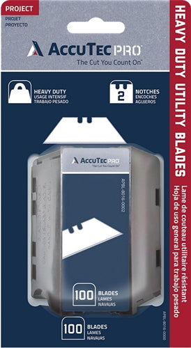 AccuTec .024 HD 2-Notch Pro Utility Blade w/ Dispenser 100-Pack APBL-8016