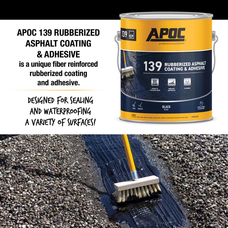 APOC 139 Rubberized Asphalt Coating & Adhesive being applied to a crack in asphalt.