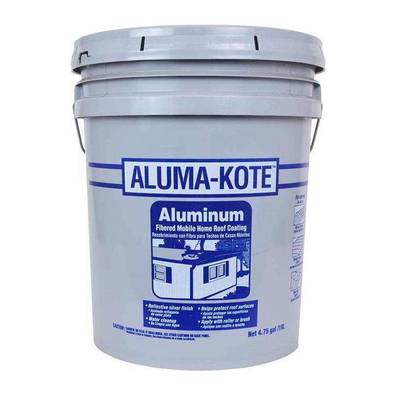 Aluma-Kote aluminum fibered mobile home roof coating bucket on a white background