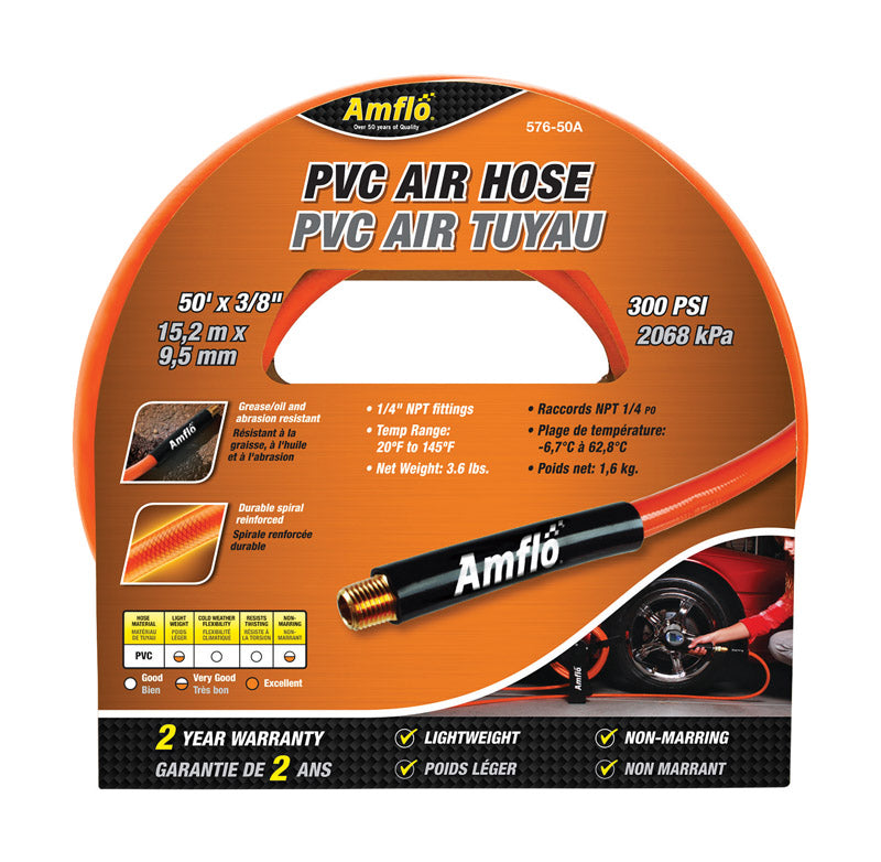 AmFlo 300 PSI Orange Polyvinyl Air Hose 50 ft