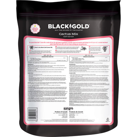 Sun Gro BLACK GOLD Cactus Mix back label