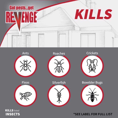 Revenge Ant Killer Dust listed insects infographic