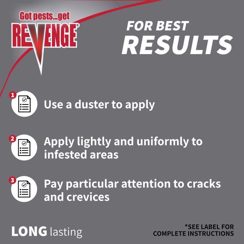 Revenge Ant Killer Dust for best results infographic