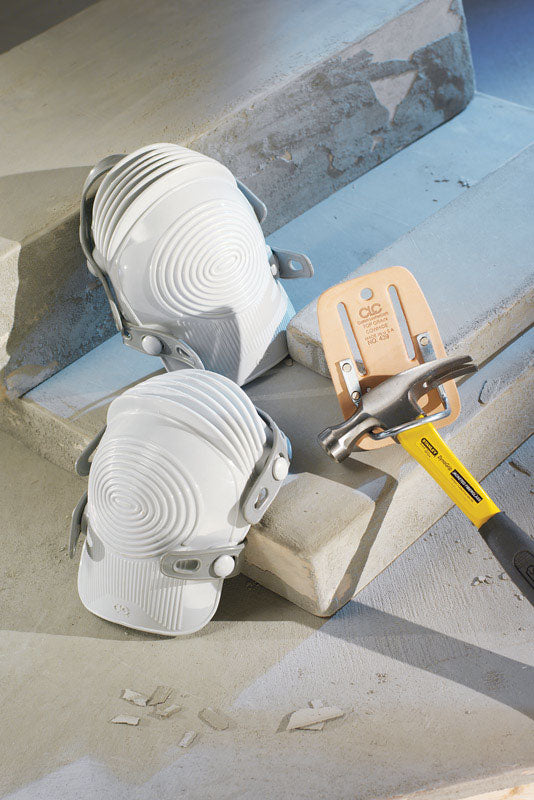 CLC Ultra Flex Knee Pads 361 and a yellow tool on a concrete surface