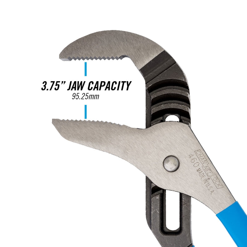 Channellock 16" Straight Jaw Tongue & Groove Pliers 460 jaw capacity diagram