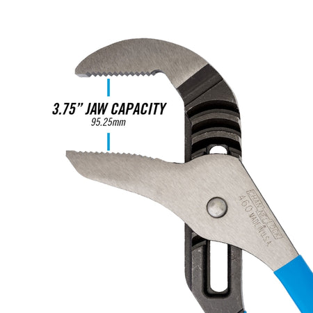 Channellock 16" Straight Jaw Tongue & Groove Pliers 460 jaw capacity diagram