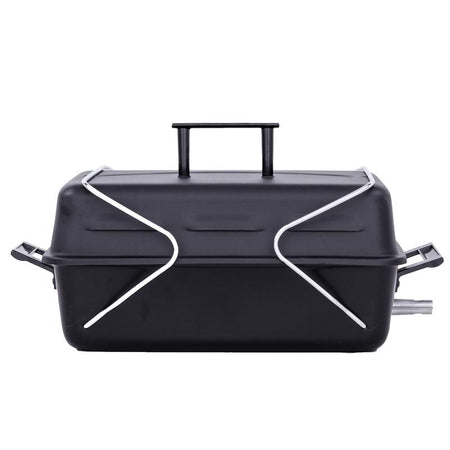 Char-Broil 1 Burner Liquid Propane Portable Grill 465133010 shown folded up for storing