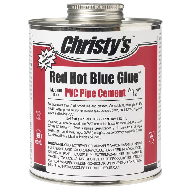 Christy's Red Hot Blue Glue Blue Cement For PVC 4 Oz