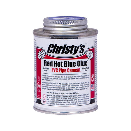 Christy's Red Hot Blue Glue Blue Cement For PVC Half Pint