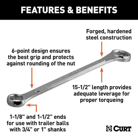 Curt Hitch Ball Wrench Product Features Infographic