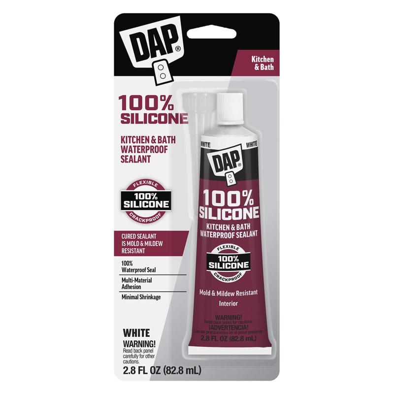 DAP White Kitchen & Bath 100% Silicone Sealant 2.8 Oz 00950