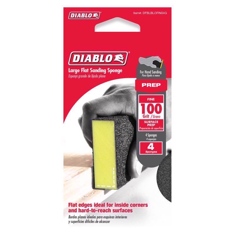 Diablo large flat 100 grit sanding sponge packaging with red background
