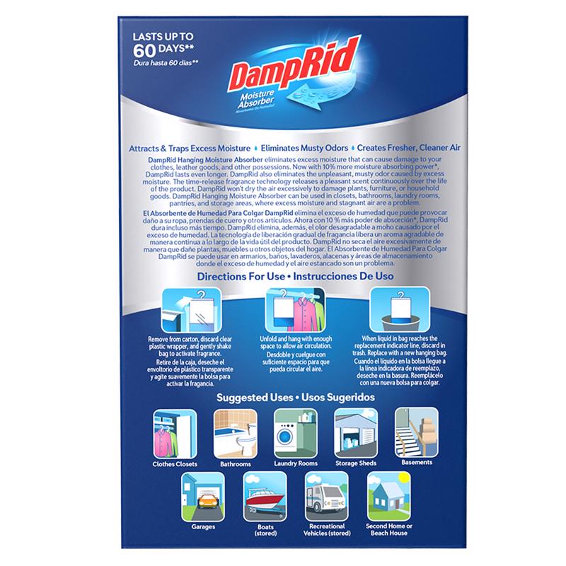 DampRid Hanging Moisture Absorbers back label