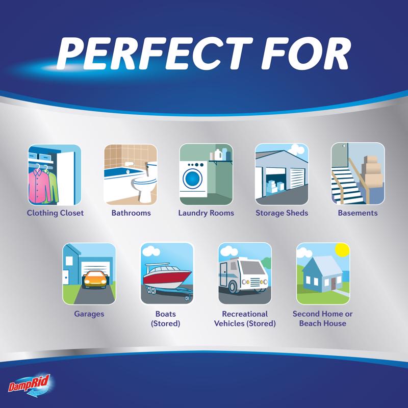 Where to use DampRid Hanging Moisture Absorbers infographic