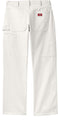 Dickies White Double Knee Relaxed Fit Painter's Pants with a red label on a white background