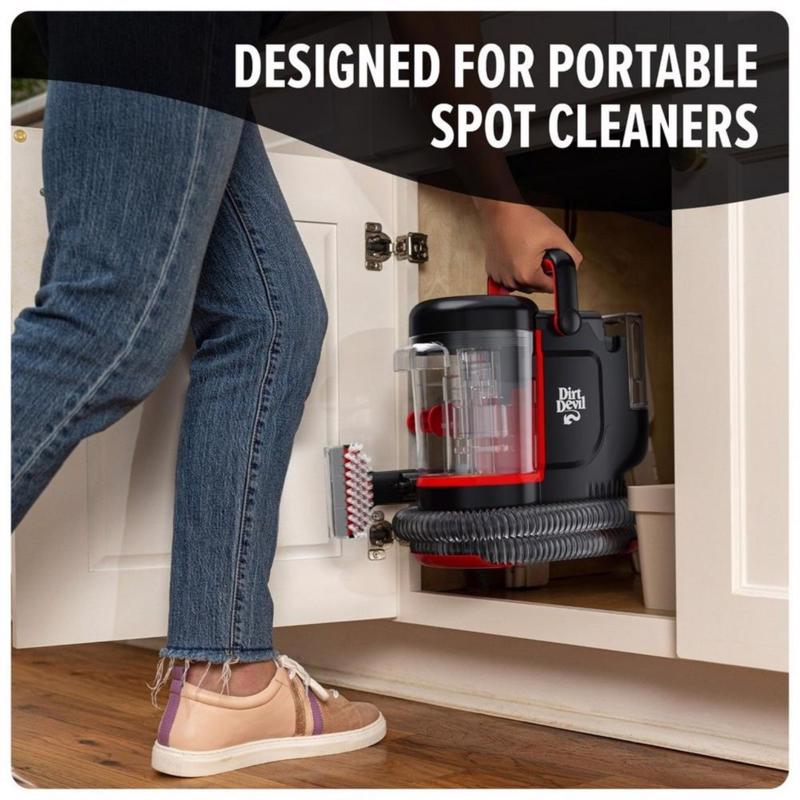 Dirt Devil Portable Spot Cleaner Concentrated Pet Solution being put in a cabinet.