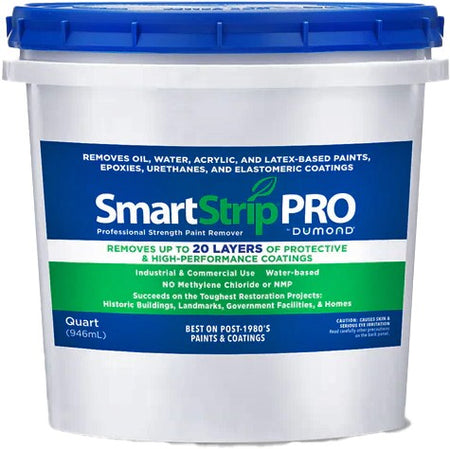 Dumond SmartStrip PRO paint remover 1/2 gallon container with blue lid and label on a white background