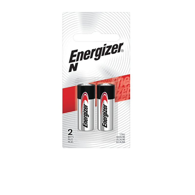 Energizer N battery package with two batteries on a white background
