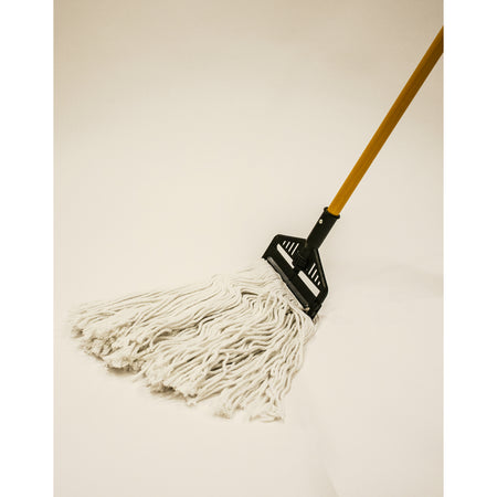 Elite 16 Oz Professional Rayon Mophead 111-RAY-16 attached to a mop pole