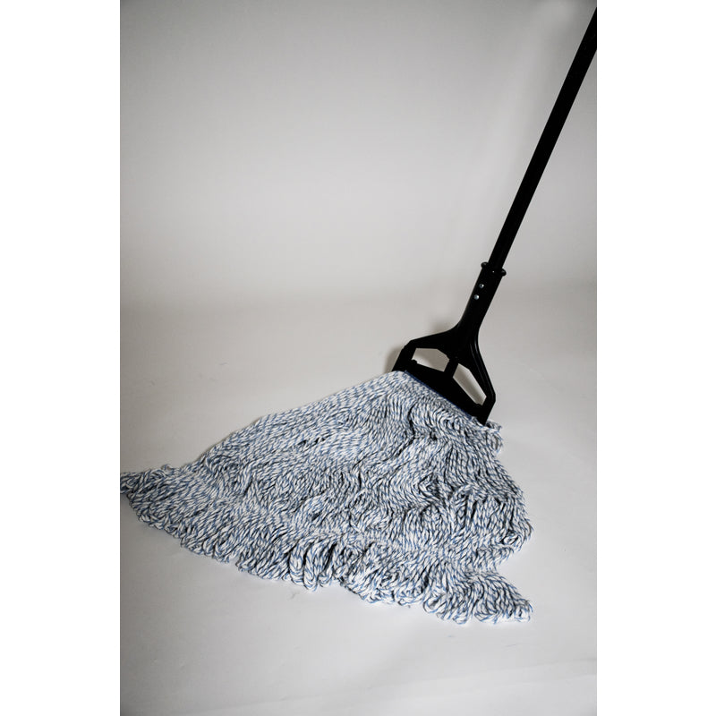 Elite Large Finish Mop Professional Looped Mophead 115-LOOPED-FM attached to a mop