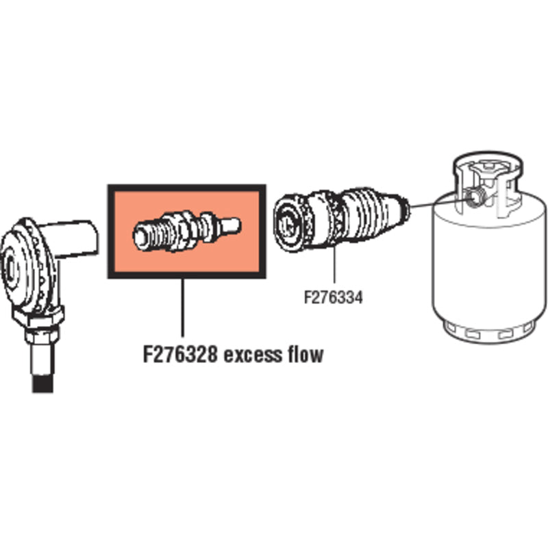 Mr Heater Excess Flow Male Plug F276328 placement diagram