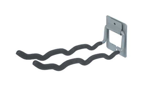 Metal wall bracket with wavy arm on a white background