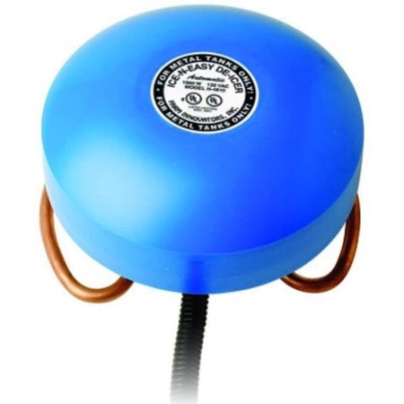 Farm Innovators 300 gal Floating De-Icer with copper coils on a white background