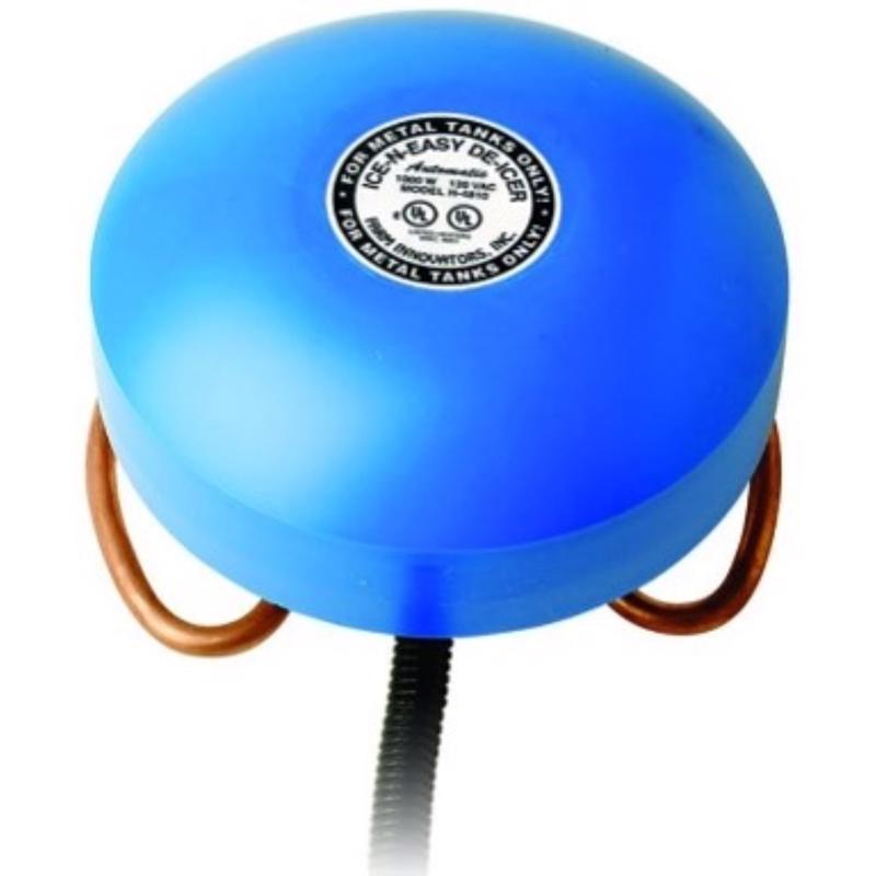 Farm Innovators 300 gal Floating De-Icer with copper coils on a white background